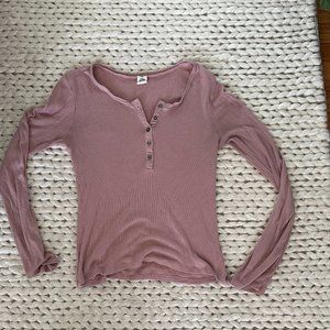 Pacsun Me to We Soft Mauve Pink Long Sleeve Henly Top (M)